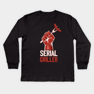 Serial Griller Backyard Cook Bbq Grill Lover Kids Long Sleeve T-Shirt